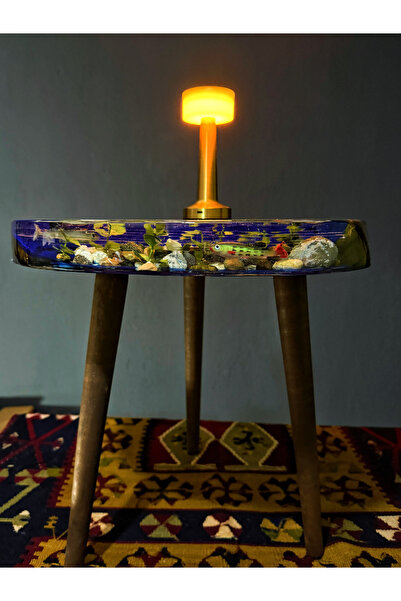 Ahşap Kütük Zigon Sehpa,Masif Ceviz Ağacı Akvaryum Model Yan Sehpa, Ofis Sehpası Kişiye Özel 50*55cm