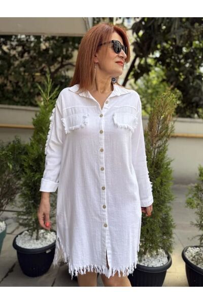 DenizEge Φούντα Λεπτομερές Τουνίκ/Φόρεμα Λευκό