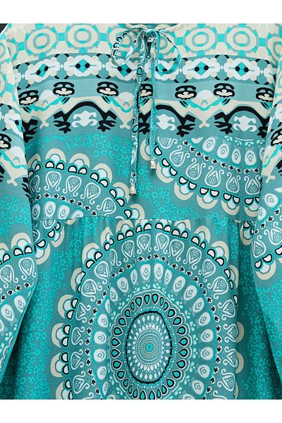 Modamorfo Elastisches Kleid mit gespleißten Schnürärmeln - Mint