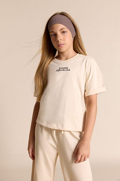 DeFacto Set de 2 bucăți pentru fete, tricou imprimat cu mânecă scurtă, talie elastică, fund lung F5035A825AU