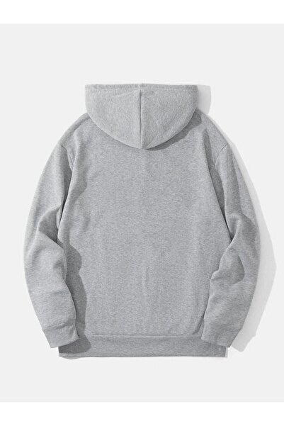 CLAYES Gray Oversize Hooded Sculpture Hand Sweatshirt - Printed