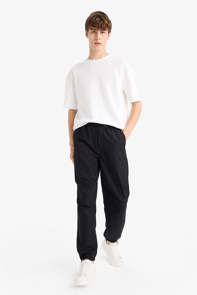 DeFacto 100% Cotton Wide Leg Elastic Parachute Jogger Pants with Lace-Up Waist E8729Ax25Au