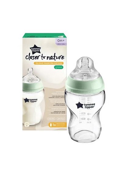 tommee tippee Baby Bottles, Natural Start Glass Anti-Colic Baby Bottle 250m 1pc may come different shape
