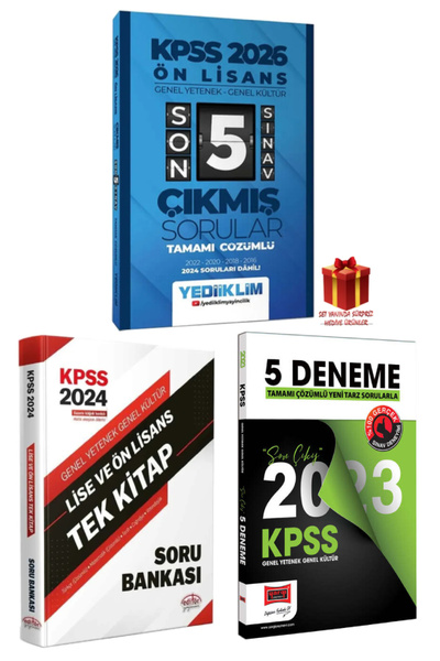 Yediiklim Yayınları 2026 Yediiklim KPSS Ön Lisans Çıkmış Sorular+Editör Lise ...