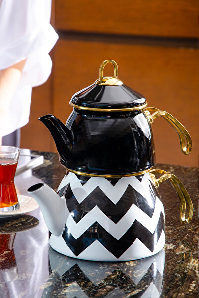 Le murano Zigzag Emaye Çaydanlık Takımı