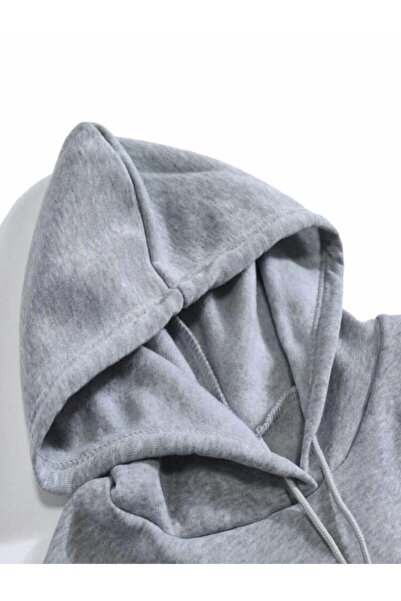 VBSVİBES Унісекс оверсайз сірий світшот з капюшоном і принтом Brooklyn.