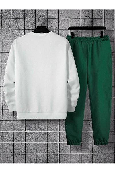 DUBU BUTİK Nasa Unkown Tracksuit Set Толстовка Jogger - біла сорочка з принтом Nephti Green Shirt Crew Neck