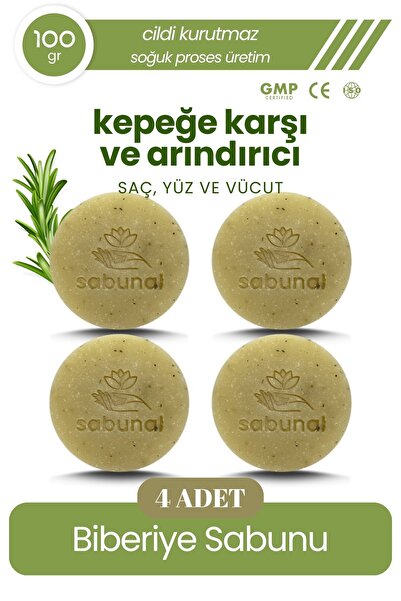 sabunal Biberiye Sabunu 4 Adet - Saç ve Cilt İçin Arındırıcı Doğal Sabun