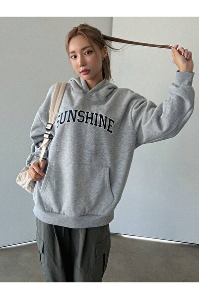 CLAYES Sunshine Sweatshirt - Gray Oversize Raised Cotton Thick Hoodie