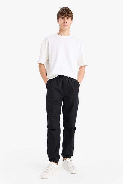 DeFacto 100% Cotton Wide Leg Elastic Parachute Jogger Pants with Lace-Up Waist E8729Ax25Au