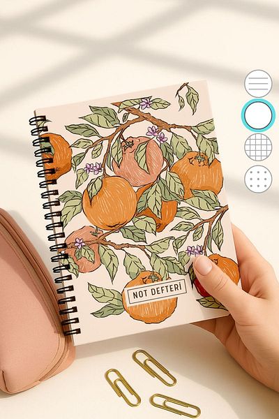 Eldesen Tasarım A5 Spiral Unlined School Notebook, 50 Sheets 100 Pages, Cardboard Cover Notepad, Orange