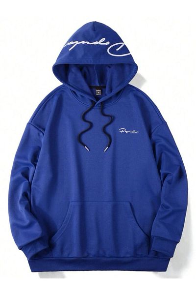 VBSVİBES Φούτερ SIGNATURE - Φούτερ με κουκούλα Sax Blue Printed Oversize
