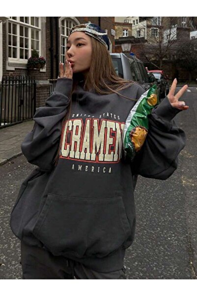 DUBU BUTİK Φούτερ Sacrament - Smoked Oversize Raster Cotton Thick Hoodie