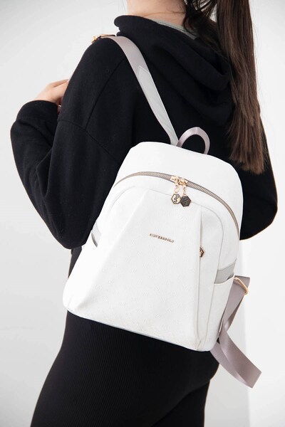 Silver Polo Λευκό - Γκρι A SP926 Γυναικείο Σακίδιο πλάτης