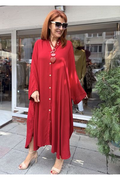 DenizEge Italian Bat Sleeve Long Dress Burgundy