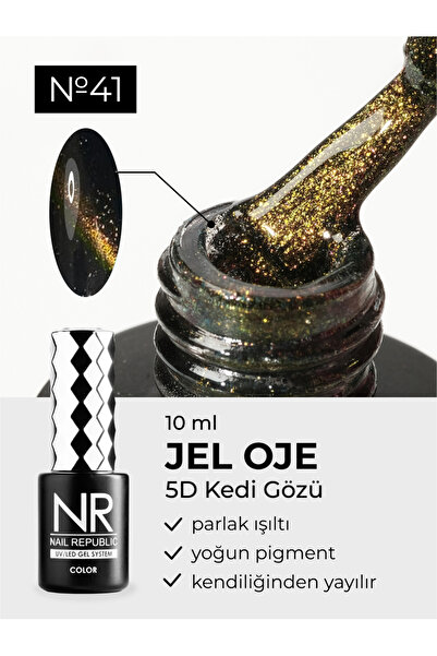Nail Republic Kalıcı Oje Kedi Gözü Efekti 5D 41, 10 ml – Mıknatıslı Jel Oje