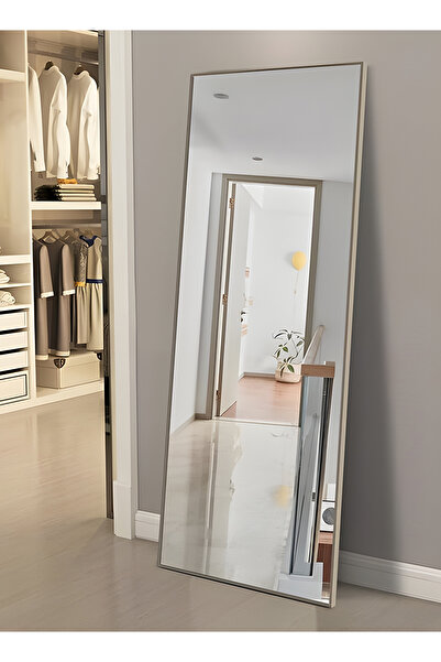 Taimi Large Mirror With Elegant Design 155x45cm-full Length Mirror With White Metal Frame And Back Stand