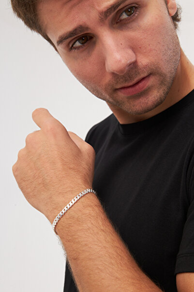 Ventino Silver 6mm Gurmet 925 Ayar Gümüş Erkek Zincir Bileklik Veb-5017