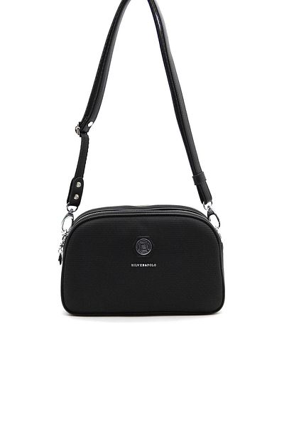 Silver Polo Silver & Polo Black - Μαύρη γυναικεία τσάντα χιαστί SP745