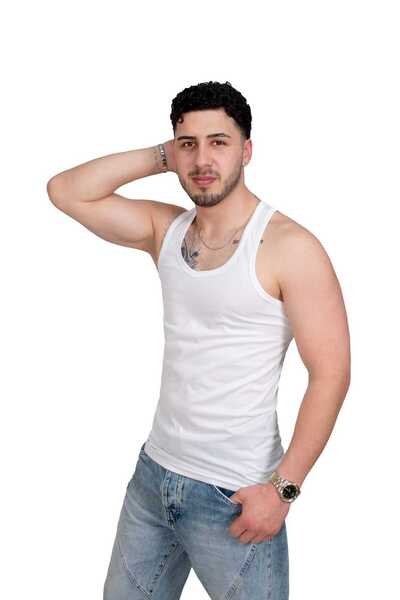 3nbe White Cotton Men's Undershirt 95% Cotton Single Jersey 3 Pieces