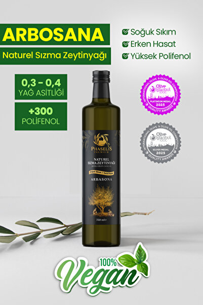 Phaselis Olive Premium Arbosana Soğuk Sıkım Zeytinyağı 750ml