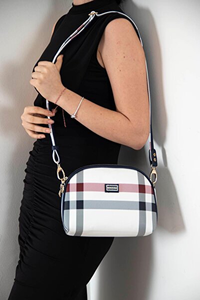 Silver Polo Бяла - Navy SP765 Дамска чанта през рамо