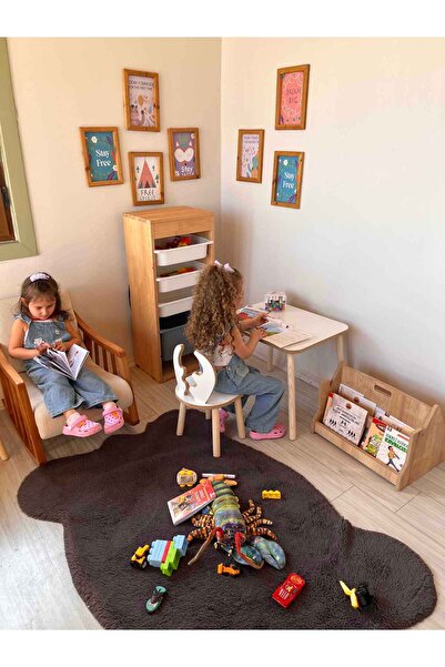 AlfaCountry Mobilya Montessori Çocuk Çalışma Masa ve 1 Sandalye Seti Deer