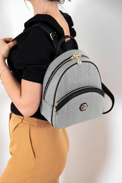 Silver Polo Negru Alb - Rucsac negru pentru femei SP945