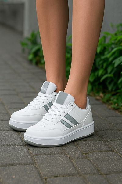 Nstil Daily Unisex Beige Sneaker Lace-Up Stitching Detail Serrated Sole Ankle Supported Sports Shoes 351
