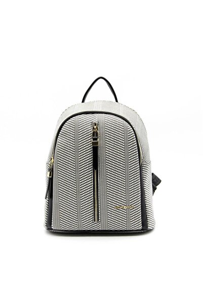 Silver Polo أسود أبيض - حقيبة ظهر نسائية سوداء طراز SP901