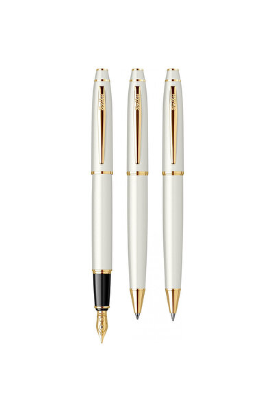 Scrikss WizDesign 35 DOLMA KALEM + TÜKENMEZKALEM + VERSATİL SET BEYAZ ALTIN (...