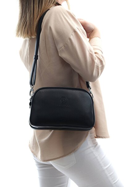 Silver Polo Μαύρη - Μαύρη γυναικεία τσάντα χιαστί SP745