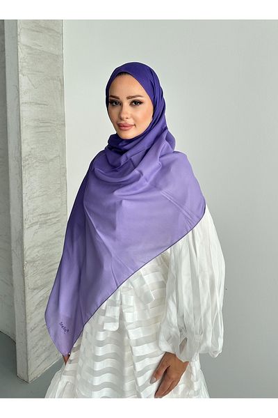 Stella Eşarp Aural Purple Color Gradient Pattern Soft Cotton Shawl