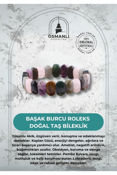 OSMANLI DOĞAL TAŞ Sertifikalı Başak Burcu Roleks Bileklik B066