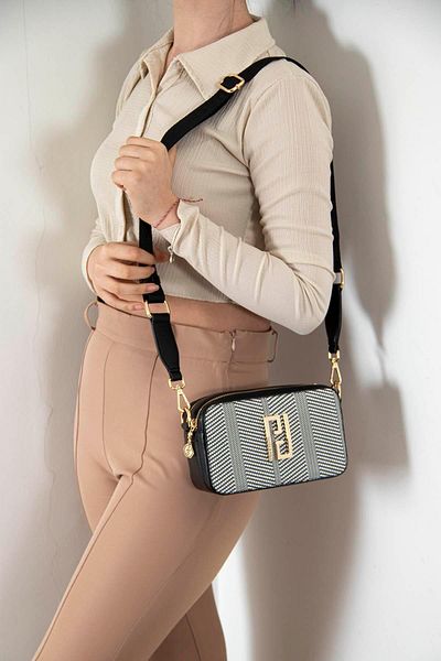 Silver Polo Silver & Polo Black White - Negru SP1078 Geantă Crossbody pentru femei