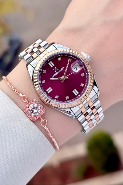 Daniel Klein Kadranı Mor Kordonu Rose Gri Renk Hediye Paketli Kadın Kol Saati...