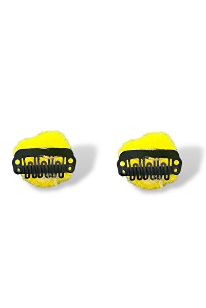 TAKIŞTIR 2 Pack Yellow Color Pompom Hairless Baby Clips
