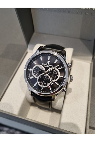 Daniel Klein Exclusive Yeni Model Fonksiyonları Aktif Siyah Deri Kayışlı Erkek Kol Saati