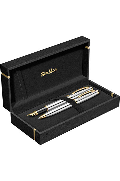 Scrikss WizDesign 39 DOLMAKALEM + TÜKENMEZKALEM SET GOLD KROM (ÖMÜR BOYU GARA...