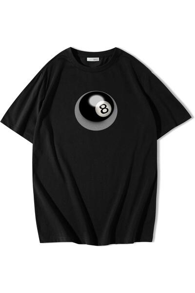 BRZ COLLECTION Tricou unisex oversize 8 Ball negru