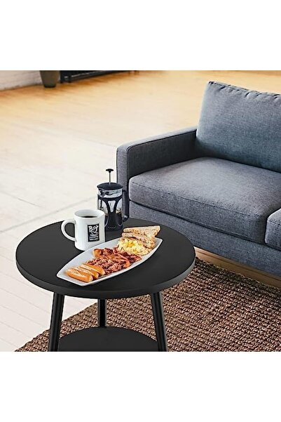 Generic Solerkonm 2-Tier Round Coffee Tables, Living Room Side Tables, Durable and Easy to Assemble