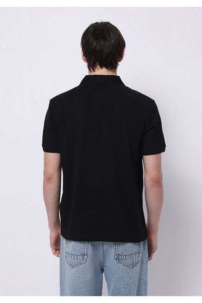 Colin's Regular Fit Polo Neck Plain Men's Black Knitted Short Sleeve T-Shirt