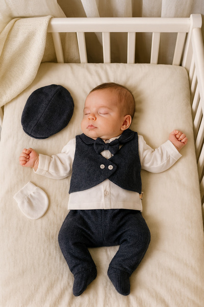 Cherub Baby طقم بدلة رسمية من 5 قطع للأطفال حديثي الولادة مع ربطة عنق وسترة و...