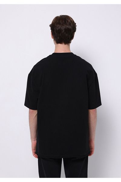 Colin's Oversize Fit Round Neck Plain Men's Black Short Sleeve T-Shirt