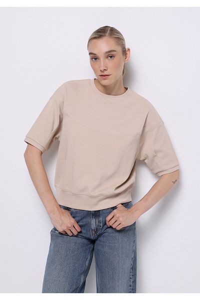 Colin's Tricou cu mânecă scurtă, bej, cu gât rotund, cu croială normală