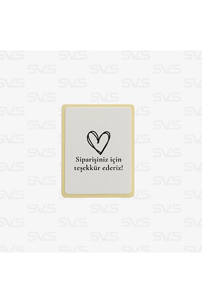 SVS ETİKET PLASTİK Thank You Written Heart Figure Sticker - 40X58, 100 Pieces No: 1