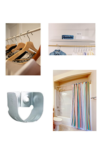 HAMADEX Krom Oval Boru Askı Flanşı Gardırop Dolap İçi Askılık Boru Aparatı Mobilya Uyumlu 2 Adet