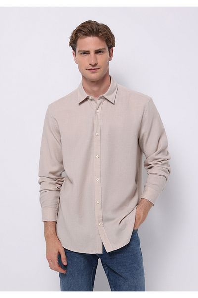 Colin's Regular Fit Shirt Neck Plain Men's Beige Long Sleeve Shirt