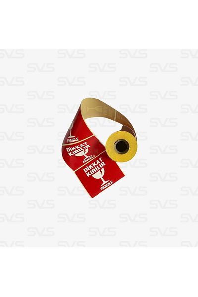 SVS ETİKET PLASTİK Fragile Attention Breakable Label - 100x80 Mm, 250 Rolls, 1 Roll