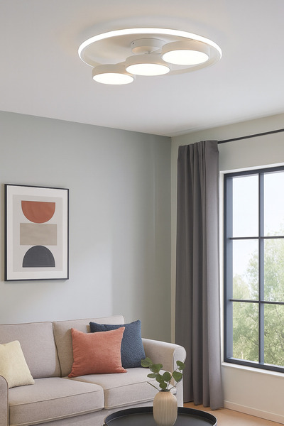 Modavize Esin Modern Tasarım Yatak Odası Salon Mutfak Giyinme Odası Beyaz Renk Beyaz Ledli 3 lü Avize